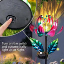 Solar Purple Metal Flower Wind Spinners, Colorful Spinning Windmill Lotus Yard Art Lights Wind Pinwheels with LED Crystal Ball Decorative Stake Lighting Flower Sculpture by CozyNest Decor