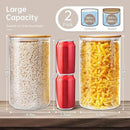 Extra Large Glass Flour and Sugar Storage Containers with Airtight Lids,132 floz x2 [Set of 2] Big Glass Jars with Bamboo Lids, Air Tight Food Storage Jars for Cereal, Pasta, Rice, Coffee by CozyNest Decor