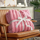 Cozy Bliss Faux Fur Throw Blanket for Couch, Cozy Warm Plush Striped Blanket for Sofa Bedroom Living Room,60 * 80 Inches Hot Pink by CozyNest Decor