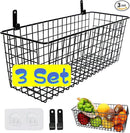 Joben Oligey 3 Set [Extra Large] Hanging Wall Baskets ,Wire Basket For Storage Pantry, Farmhouse Food Storage Kitchen Pantry Laundry Closet Garage RV ,Black by CozyNest Decor