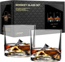 Mount Everest Heavy Crystal Whiskey Glasses Gift Set of 2, Thick Freezable Bourbon Glass 1lb Each, Premium Whiskey Gifts for Men, Frozen Crystal Chills Cocktails, 10 oz by CozyNest Decor