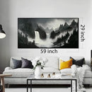 Hand Painted Mountains Painting for Living Room - Waterfall Canvas Wall Art for Office - Large Framed Wall Art Bedroom Size 29" x 59" by CozyNest Decor