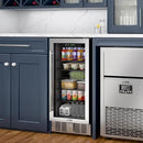KoolMore 15” Inch Small Built-In Refrigerator and Beverage Cooler for Soda Cans, Beer Cans, Food and Fresh Snacks, 5 Wire Shelves, Adjustable Temperature Range (KM-BIR3C-GD), Stainless Steel by CozyNest Decor