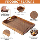 Nature Walnut Wooden Serving Tray with Handles, Solid Wood Food Tray for Coffee, Breakfast, Dinner, Ottoman,16.6x11.8x2.4 inches by CozyNest Decor