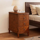 PADMA HOUSE Solid Wood End Table with 3 Drawers, Fully Assembled Nightstand with Sliding Shelf, Pre-Assembled Vintage Wooden Beside Table in Cherry Brown for Small Space,13.4 * 22.4 * 22.6in by CozyNest Decor