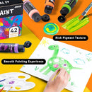 JOYIN Washable Tempera Paint Set for Kids 42PCS, Non Toxic Liquid Paint with 15 Brushes and 4 Palettes - Art Supply for Kids for Arts and Crafts Project, Finger Painting (2 oz Each) by TinyTreasures Baby Boutique