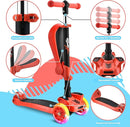 Hurtle 3-Wheeled Scooter for Kids - Wheel LED Lights, Adjustable Lean-to-Steer Handlebar, and Foldable Seat - Sit or Stand Ride with Brake for Boys and Girls Ages 1-14 Years Old by TinyTreasures Baby Boutique
