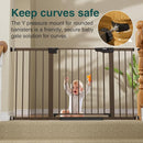 Cumbor 29.7-54.2" Wide Baby Gate for Stairs, Mom's Choice Awards Winner-Self Closing Dog Gate Indoor for Doorways, No Drilling Pressure Mounted Pet Gates for Kids, Easy Walk Through Safety Gate, Brown by TinyTreasures Baby Boutique