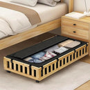 2 Pack Bamboo Under Bed Storage with Wheels, 39”x20”x7.8” Lager Under Bed Storage Containers (Natural) by CozyNest Decor