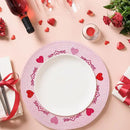 Whaline 4Pcs Round Valentine Placemats Red Pink Heart Embroidered Place Mats Decorative Dinner Table Mats for Home Wedding Anniversary Party Decor by CozyNest Decor