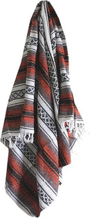 Del Mex Classic Mexican Blanket, Large Authentic Woven Falsa Throw (70"x50"), Artisan Southwest Décor for Beach, Yoga, Outdoors (Terracotta) by CozyNest Decor
