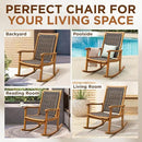 IDZO Wood Wicker Rocking Chair, 400 lbs Capacity, Durable Eucalyptus Wood, Natural Finish, Comfortable Curvy Design, Ideal for Deck, Patio Furniture, and Outdoor Furniture Accent Chair by CozyNest Decor