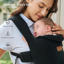 Momcozy Newborn Carrier WeeSnug- Lightweight and Cozy Comfort for 7-25 lbs, Ergonomic Cross-Back Support, Effortless to Put On, Hands-Free Baby Carrier with Lumbar Support, Black by TinyTreasures Baby Boutique