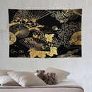 HZOHNAGO Japanese Tapestry Gold Flowers Umbrella Fan Pattern Printed Wall Tapestry Painting Wall Hanging for Bedroom Living Room Dorm 60" W x 40" H by CozyNest Decor
