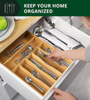 ROYAL CRAFT WOOD Luxury Bamboo Utensil Rack and Silverware Organizer, Kitchen Drawer Organizer - Utensil Holder and Cutlery Tray with Grooved Drawer Dividers for Flatware 7 Slot, Natural by CozyNest Decor