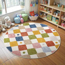 jinchan Round Rug 4ft Kids Washable Rug Indoor Floor Cover Non-Slip Soft Modern Elementary School Classroom Colorful Diamond Carpet for Nursery Daycare Bedroom Playroom Living Room Circus on Cream by CozyNest Decor