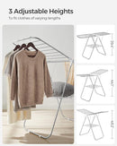 SONGMICS Clothes Drying Rack, with Sock Clips, Metal Laundry Rack, Foldable, Space-Saving, Free-Standing Airer, with 2 Height-Adjustable Gullwings, Indoor Outdoor Use, Silver and White ULLR052W01 by TinyTreasures Baby Boutique