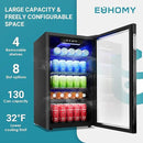 EUHOMY Beverage Refrigerator Cooler, 130 Can Mini Fridge with Glass Door for Soda Beer or Wine, Beverage Cooler for Home, Office, Bar with Adjustable Removable Shelves, Black by CozyNest Decor