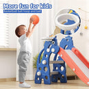 67i Toddler Slide for Indoor & Outdoor Play with Basketball Hoop, Anti-Slip Steps, 46.8in Baby Climber (Blue) by TinyTreasures Baby Boutique