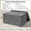 75 Quarts Extra Large Decorative Storage Bins with Lids, 3 Packs Gray Collapsible Storage Bins with Lids, Stackable Storage Bins Decorative Box Storage With Lid Extra Large by TinyTreasures Baby Boutique