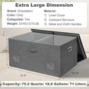 75 Quarts Extra Large Decorative Storage Bins with Lids, 3 Packs Gray Collapsible Storage Bins with Lids, Stackable Storage Bins Decorative Box Storage With Lid Extra Large by CozyNest Decor