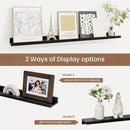 Picture Ledge Shelf, Solid Pine Wood Floating Shelves Set of 2, 36 Inches Nursery Book Shelves for Toys Storage, Kids Bookshelf Wall Mounted for Living Room Bedroom Decor Books Photo Frames, Black by TinyTreasures Baby Boutique