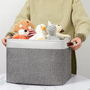 DULLEMELO Storage Baskets Large 16"x12"x12" Rectangular Storage Bins Baskets for Organizing [2 Pack] Fabric Collapsible Storage Organizer for Home,Office,Closet,Clothes,Toys (White&Grey) by TinyTreasures Baby Boutique