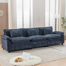 URRED Modular Sectional Sofa Comfy Cloud Couch, Modern Chenille Sofa Sleeper Deep Seat Couches with Ottoman/Pillows for Living Room (Blue, 117'') by CozyNest Decor