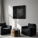 Framed Black Abstract Wall Art, Modern Canvas Prints Paintings Artwork for Walls, Square Minimalist All Black Pictures for Living Room, Hallway, Fireplace, Bedroom, Office, Bathroom Wall Decor by CozyNest Decor