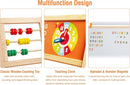 3-in-1 Wooden Easel for Kids, Toddle Double-Sided Easel with Magnetic Whiteboard and Painting Blackboard, 360° Rotatable, Paper-roll Holder, Storage Tray, and Stickers Included by TinyTreasures Baby Boutique