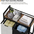 Laundry Hamper, Laundry Basket, Laundry Sorter with 2 Removable Bags, Clothes Basket with 2 Compartments, Wheels, Shelf for Laundry Room Bathroom Bedroom (2 Bags-Black Grey) by CozyNest Decor