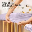 Waterproof Crib Mattress Protector Cover Fitted - 2-Pack Quiet Baby Crib Mattress Pad Sheets, 52" x 28" Soft Quilted Cotton Baby Sheet, Machine Washable, Easy Fit, Durable (Lilac/Quin) by TinyTreasures Baby Boutique