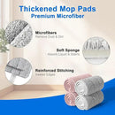 JOYMOOP Mop Replacement Pads, Reusable Microfiber Mop Pads for 13-inch Flat Mop and Mop Bucket Set, Pack of 4 Refills - Grey and Pink by CozyNest Decor