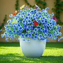 ‌20 Bundles Artificial Flowers for Outdoors‌ with 6 Faux Butterflies, UV Resistant ‌Fake Flowers‌ with Eucalyptus Leaves, ‌Artificial Plants Outdoor‌ for Patio Garden Porch Home Decor (Blue) by CozyNest Decor