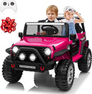 24V 4WD Ride on Truck Car w/800W Motors, Gift Flower, Remote Control, 2 Seaters, Light Bar, 3 Speeds, Pop Music, Power Four Wheels, 24 Volt Ride on Toy Car for Big Kids, Rose Red by TinyTreasures Baby Boutique
