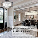 IKK Modern Foyer Chandelier, Black Crystal Chandelier for Dining Room, Square Entryway Light Fixture Hanging, Easily Adjustable Height Glass Chandeliers for Kitchen Island, Elegant Water Ripple by CozyNest Decor