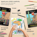 ARTEZA Kids Coloring Book and Colored Pencils Set, Dinosaur Illustrations, 50 Double-Sided Sheets, 100-lb Paper by TinyTreasures Baby Boutique