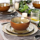 GBHOME Ceramic Dinnerware Sets,12 pcs Embossed Elegant Stoneware Plates and Bowls Sets, Housewarming Wedding Gift | Dishwasher & Microwave Safe | Dishes Set Service for 4 by CozyNest Decor