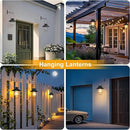 pearlstar Solar Lantern Outdoor 2 Packs Hanging Light Metal Solar Lamp with Warm White Edison Bulb Design for Garden Yard Patio Proch Decor(Black) by CozyNest Decor