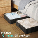 2-Pack Under Bed Storage, 6 Inches Tall Closet Organizers and Storage Bins with Sturdy Sidewalls/Bottom/4 Handles, Black by CozyNest Decor