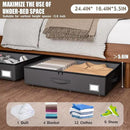 Underbed Storage With Wheels, No Assembly Required - 5.5 Inch Height Black Underbed Bins, Low Profile Rolling Shoe Storage Containers for Dorm by CozyNest Decor