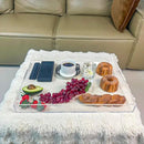 Clear Rectangular 16x20 Inches Acrylic Ottoman Tray Decorative Serving Tray with Cutout Handles Organizer Tray on Coffee Table Countertop Big Breakfast Bed Tray Living Room Appetizer Serving Food by CozyNest Decor