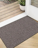 LUMI Ultra Thin Door Mat for Entryway, Low Profile Non Slip Rubber Backing Indoor Doormat, Easy Clean Welcome Entrance Mat for Inside House, Patio,Brown 20"x32" by CozyNest Decor