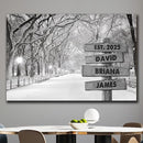 Personalized Father's Day Family Names Street Custom Multi-Name Date of Birth Vintage Street Sign Happy Fathers Day Poster Canvas Wall Art Best Gifts for Dad Husband from Daughter Son Wife Kids