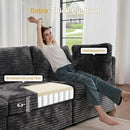 HOOOWOOO Modular Sectional Sofa,5 Pieces Sectional Couches for Living Room,98X55 L Shaped Cloud Couch with Ottoman Chaise Set(Grey Velvet Corduroy) by CozyNest Decor