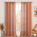 LAMIT Linen Sheer Curtains 95 inch for Living Room, Soft Thick Light Filtering Boho Window Textured Neutral Drapes with Bronze Grommet for Bedroom/Farmhouse, 2 Panels, 52 x 95 Inch, Terracotta by CozyNest Decor
