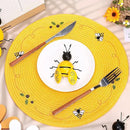 Whaline 4Pcs Round Placemats Bee Sunflower Embroidered Place Mats Bee Floral Dinner Table Mats for Home Spring Summer Holiday Birthday Baby Shower Party Decor by CozyNest Decor