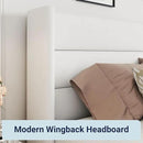 Allewie King Size Velvet Lift Up Storage Bed, Modern Wingback Headboard, Hydraulic Support, No Box Spring Needed, White by CozyNest Decor