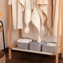 3 Pack Small Storage Baskets for Organizing, Cute Woven Decorative Gift Baskets for Shelves, Mini Closet Organizer Bins with Handles, 11.81''Lx7.87''Wx4.72''H-Grey by CozyNest Decor