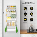 Magnetic Spice Rack for Refrigerator Moveable Magnetic Shelf Organizer with Paper Towel Holder Kitchen Refrigerator Storage Rack Fridge Magnet Organizer,White,3 Packs by CozyNest Decor
